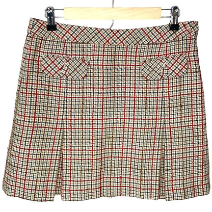 Plaid Pleated Short Skirt - Women's Size 8 Petite