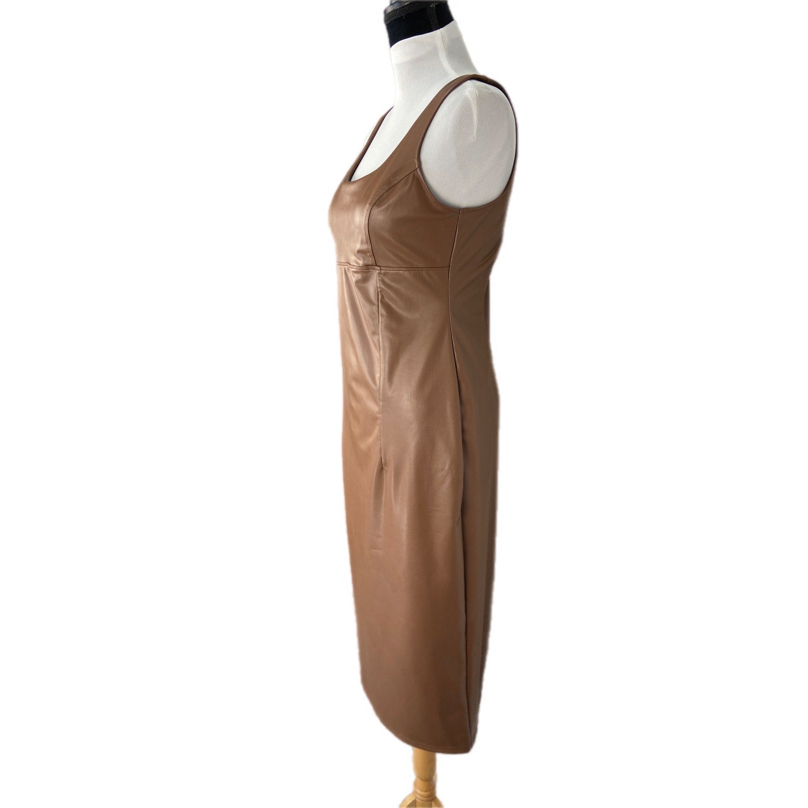 Faux Leather Chocolate Brown Dress Mob Wife Chic - Women's Size M