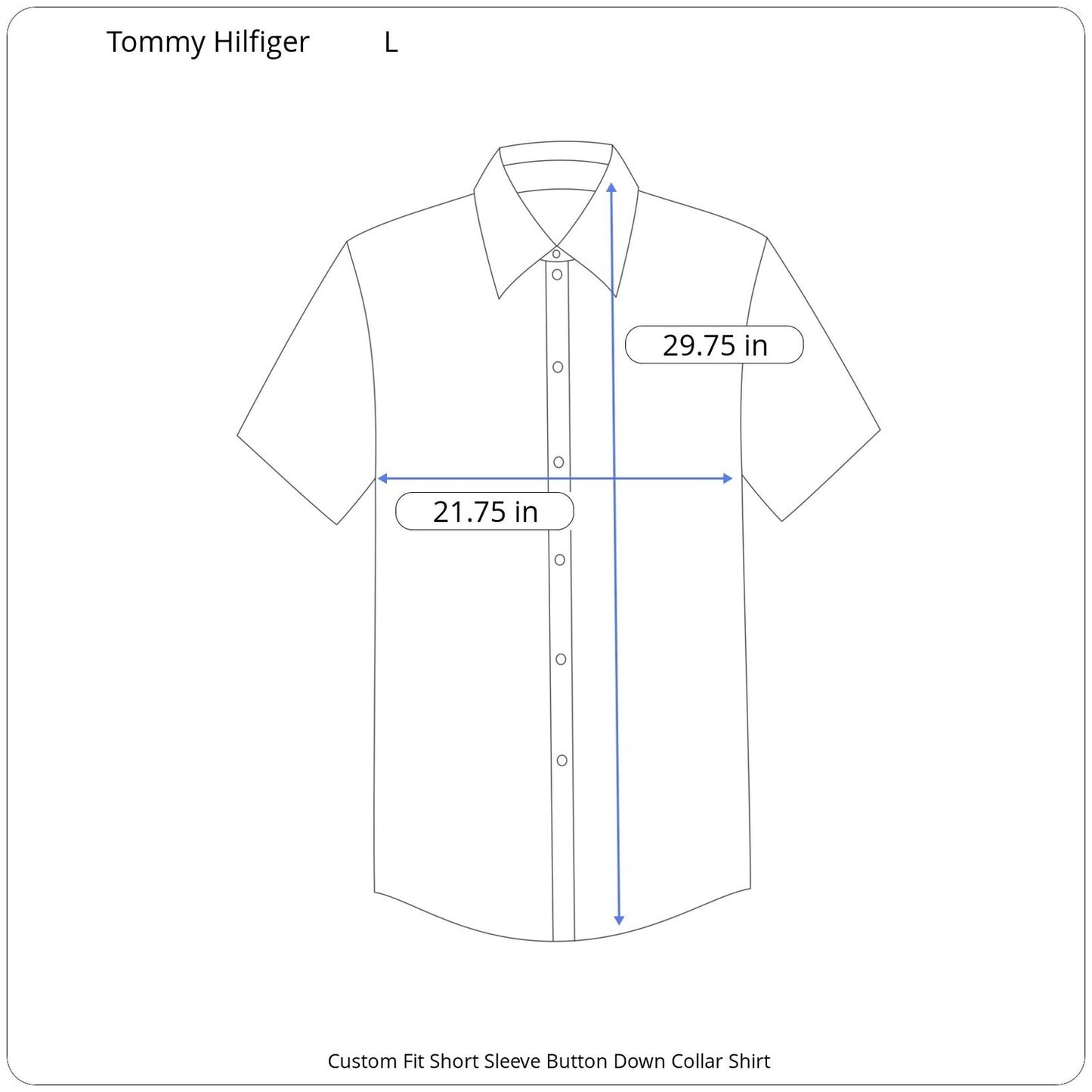 Tommy Hilfiger Custom Fit Short Sleeve Button Down Collar Shirt - Men's L