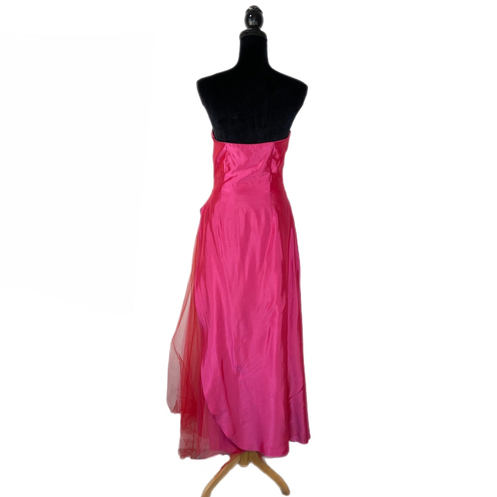 Vintage Jessica McClintock Gunne Sax Barbiecore Pink Satin Tulle Prom Dress - 7