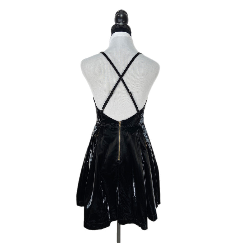 Fashion Nova Bending the Rules Black PU Leather Mini Dress - Women's Size S