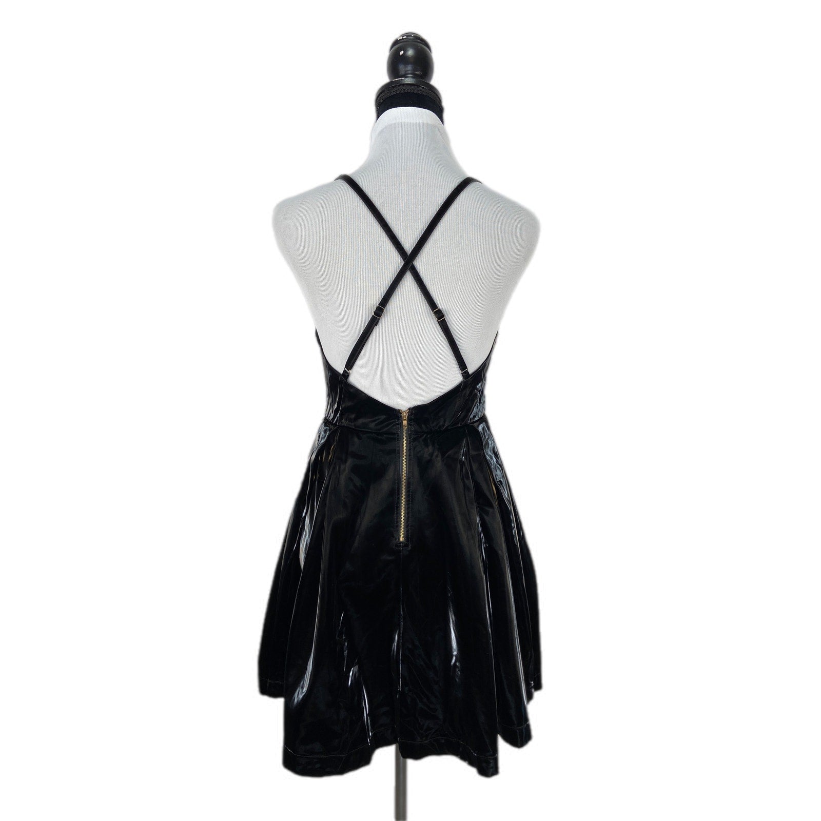 Fashion Nova Bending the Rules Black PU Leather Mini Dress - Women's Size S