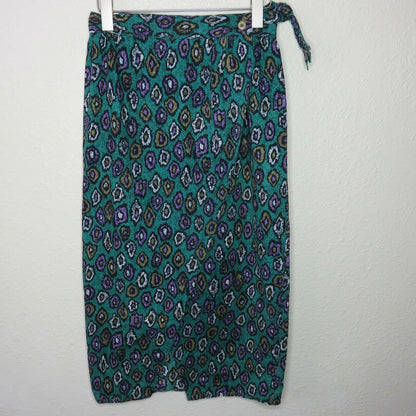 Vintage Ikat Patterned Wrap Skirt - Women's Size 7/8