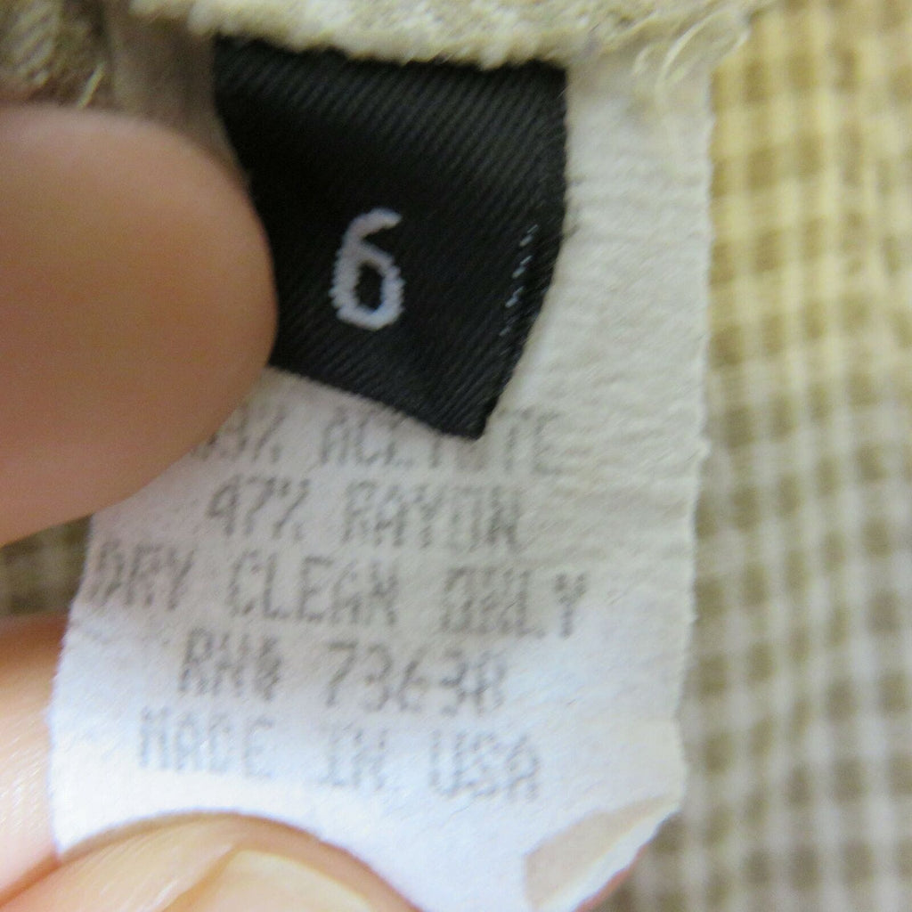 Y2K Khaki Gingham Pleated Flowy Short Skirt Made in USA - Women's Size 6