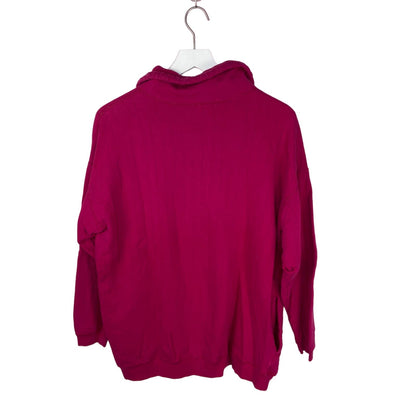 Vintage Y2K Magenta Henley Sweatshirt Pullover - Women's Size M