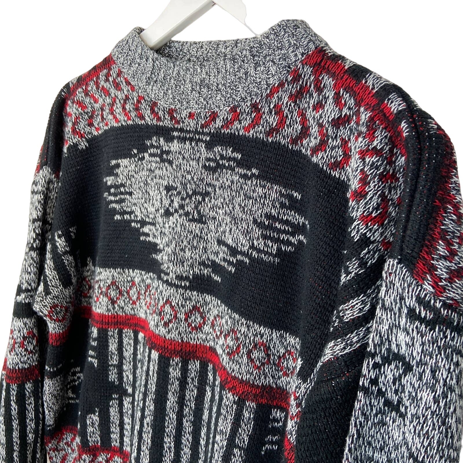 Vintage Fashion Police Patterned Grandpa Sweater - Men's Size L