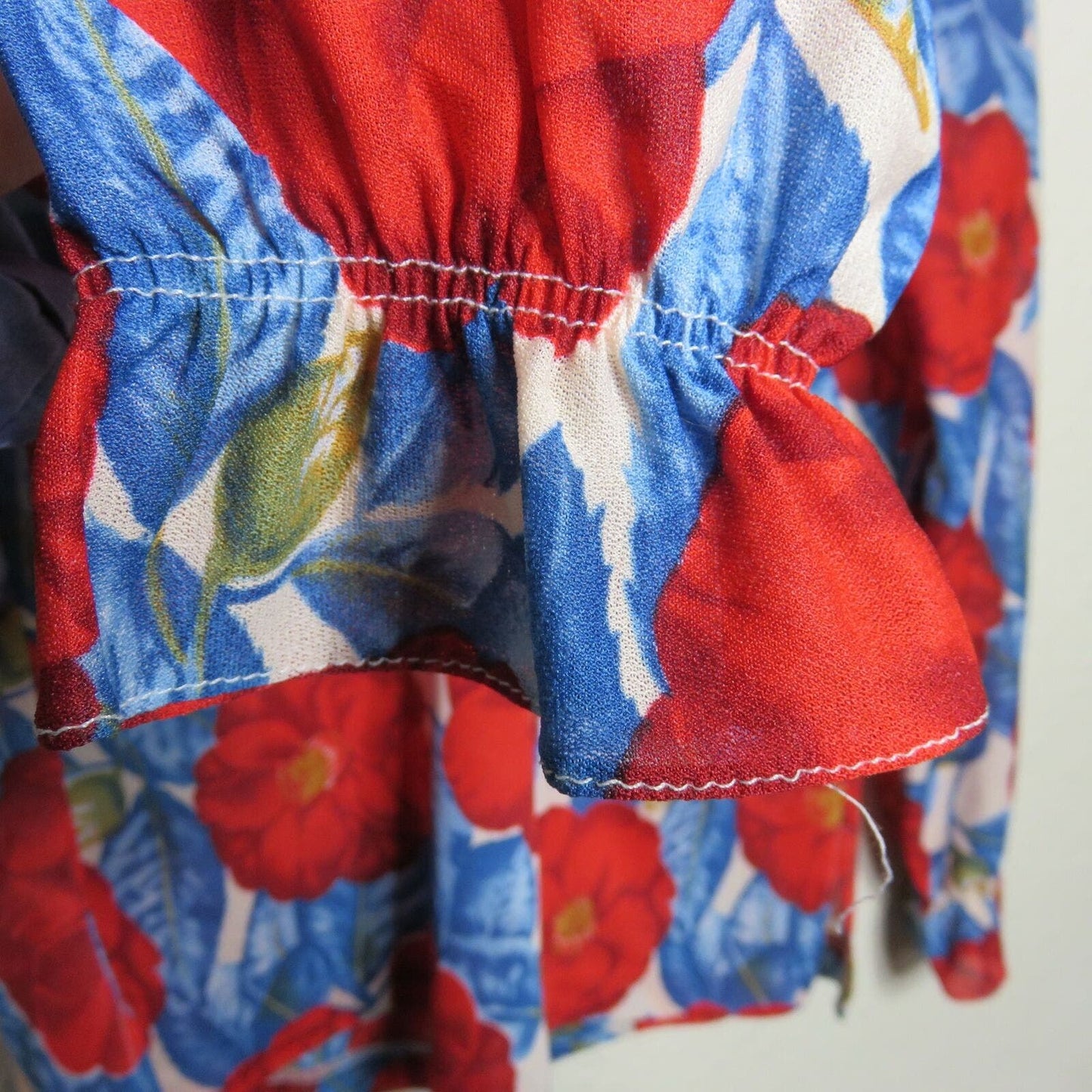 Vintage 70's Sheer Floral Ruffle Collar Blouse - Women's M