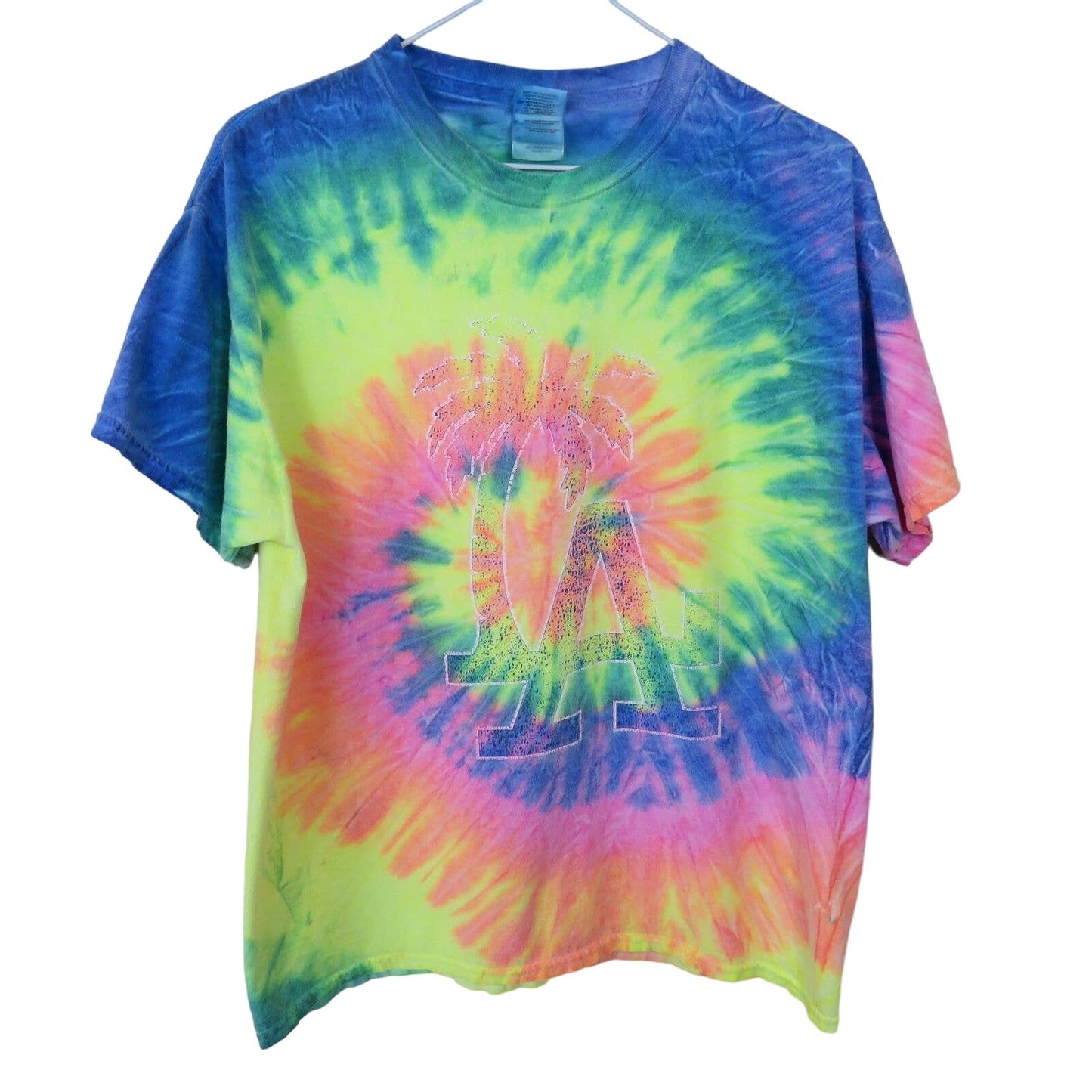 Tie Dye LA Palm Tree T Shirt - Large