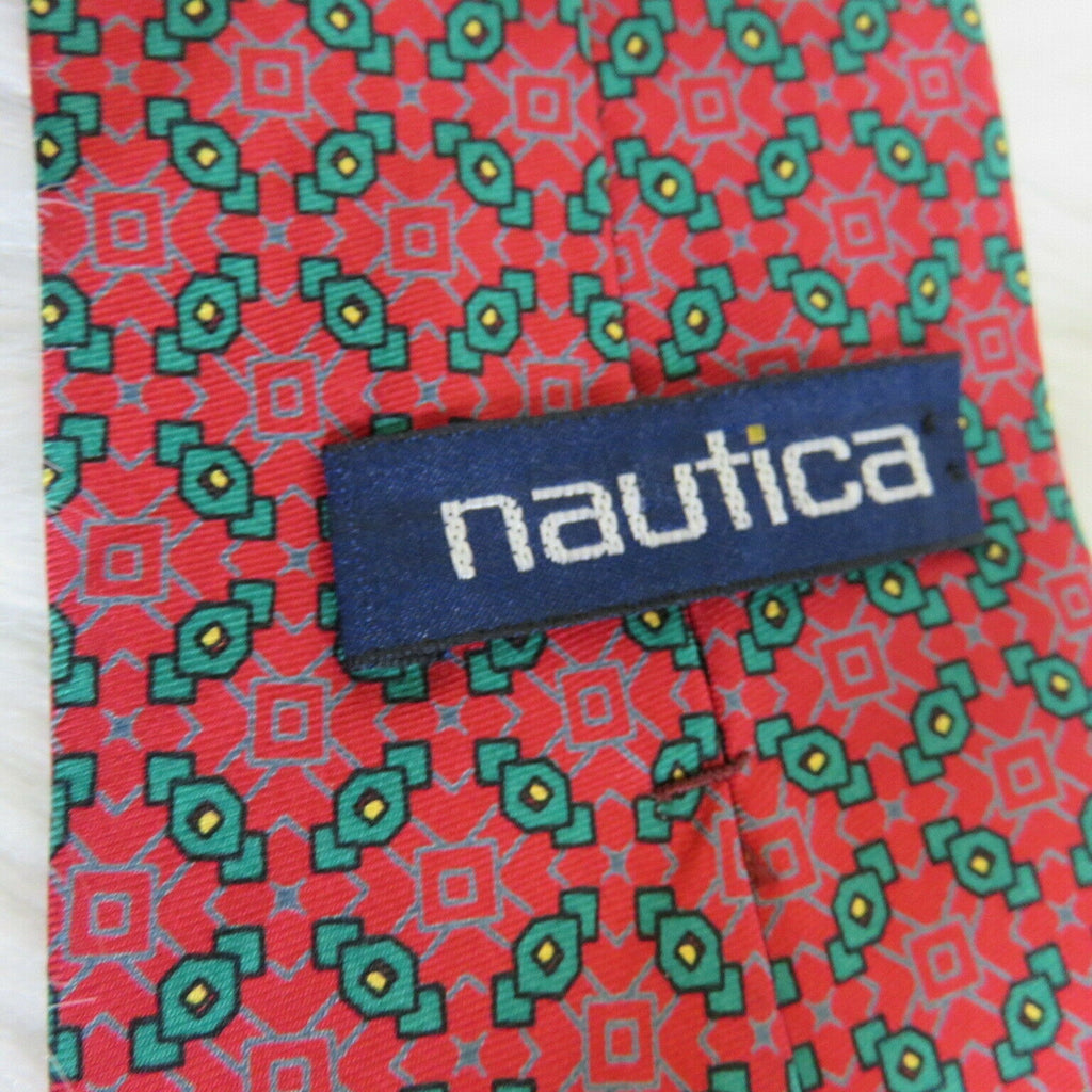 Vintage Nautica Holiday Red Green Silk Wreath Tie - Men's
