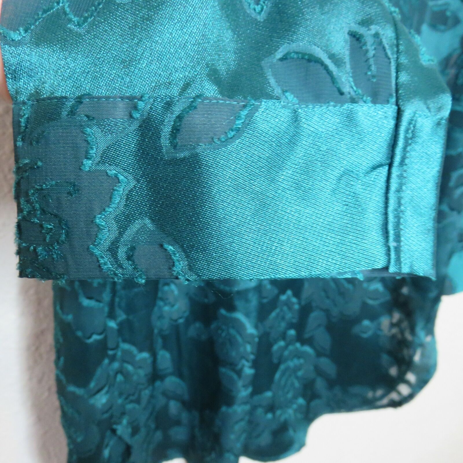 Victoria's Secret Gold Label Sheer Green Floral Long Sleeve Nightgown Women's S