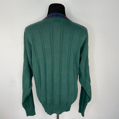 American Vintage Chaps Ralph Lauren Preppy Green V Neck Sweater - Men's L