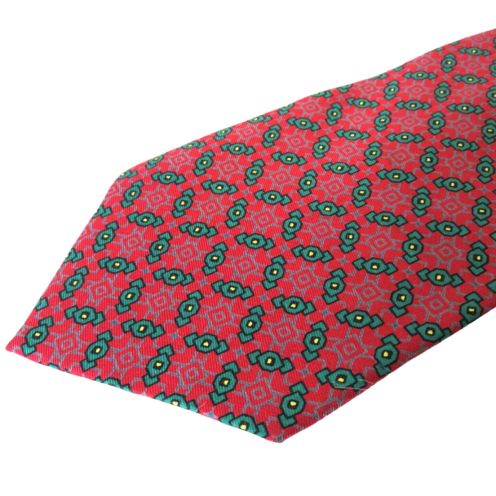 Vintage Nautica Holiday Red Green Silk Wreath Tie - Men's