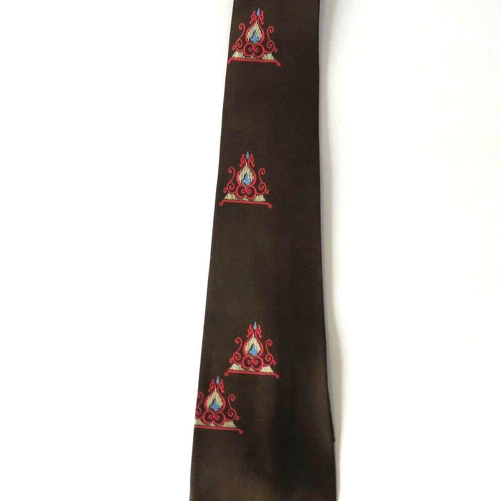 Vintage Retro Brown Patterned Men's Tie