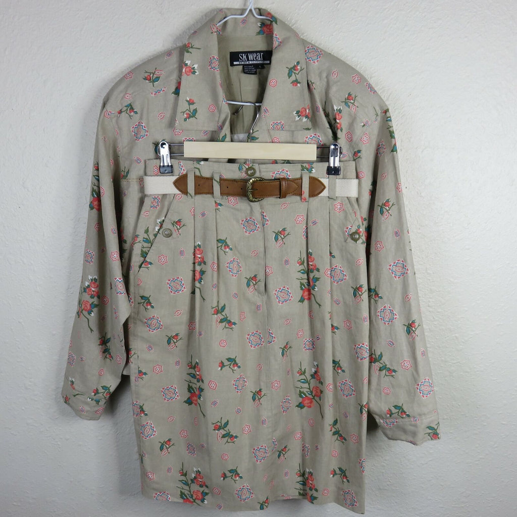 Floral Southwest Pattern 3 Piece Pencil Skirt Set - Women's Size L