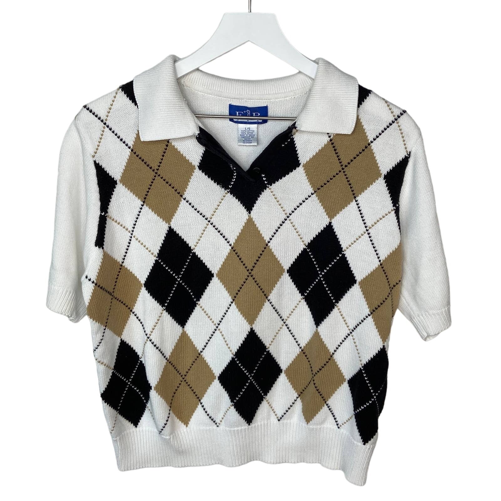 EP PRO Preppy Argyle Crop Sweater Light Academia - Women's Size