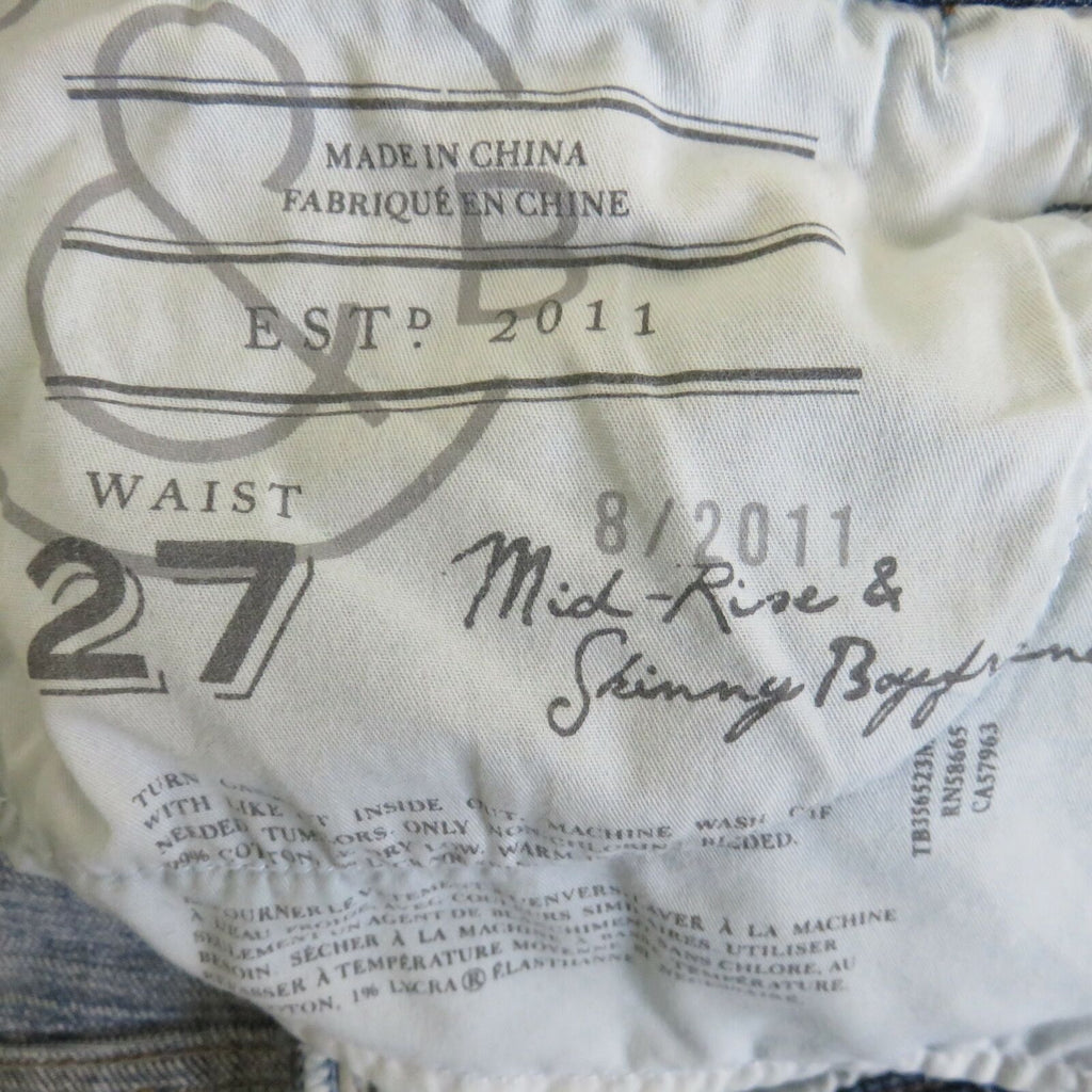 Treasure & Bond Raw Hem Mid Rise Skinny Boyfriend Distressed Jeans - Women's 27