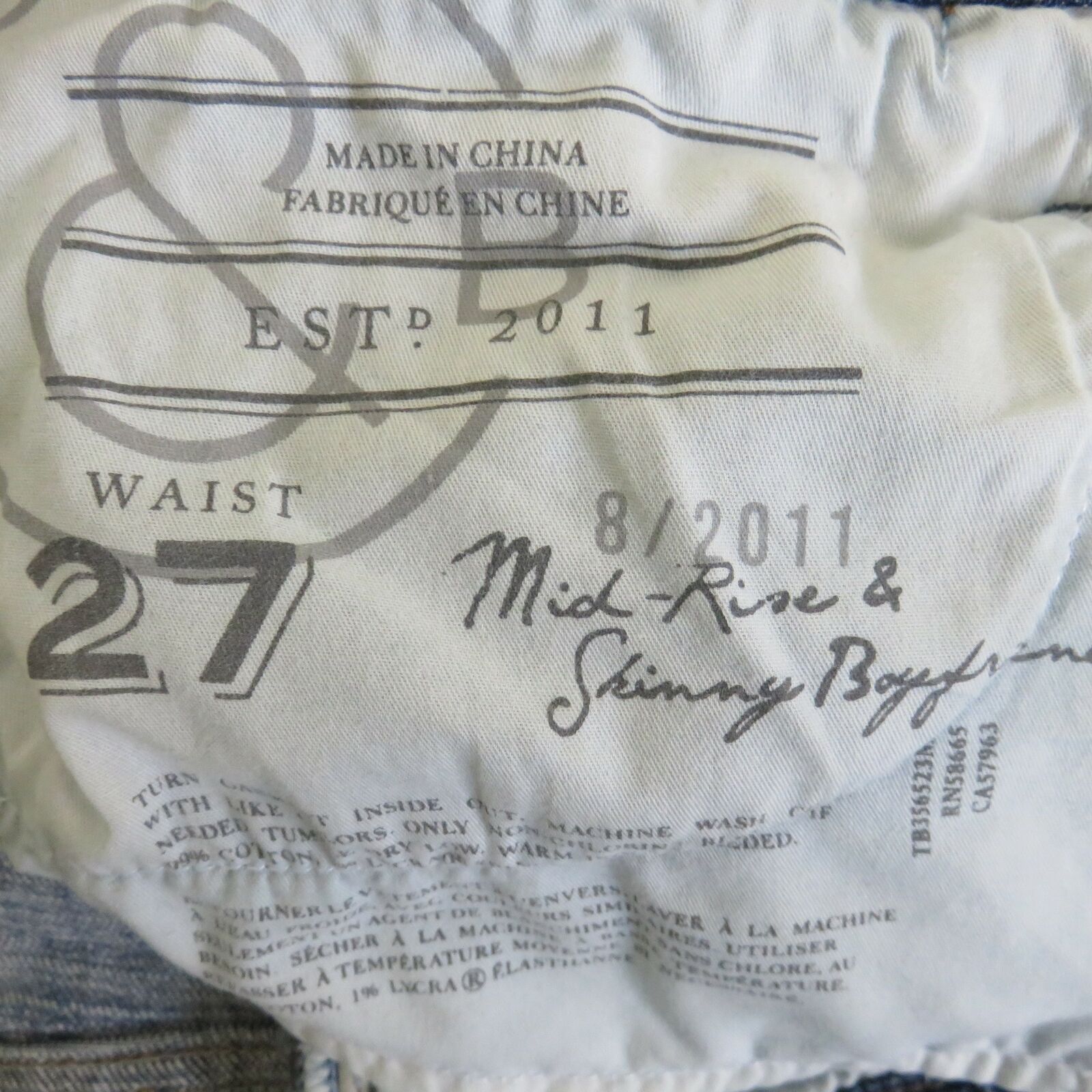 Treasure & Bond Raw Hem Mid Rise Skinny Boyfriend Distressed Jeans - Women's 27