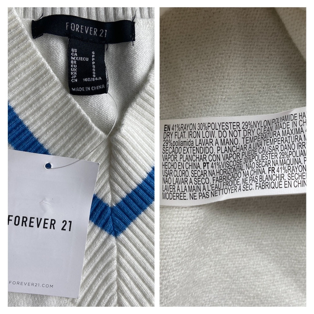 Preppy V Neck Sweater Vest Dress - Women's Size Small