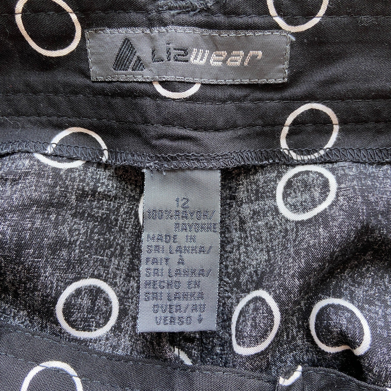 Vintage Circle Print Black Culottes Shorts - Women's Size 12