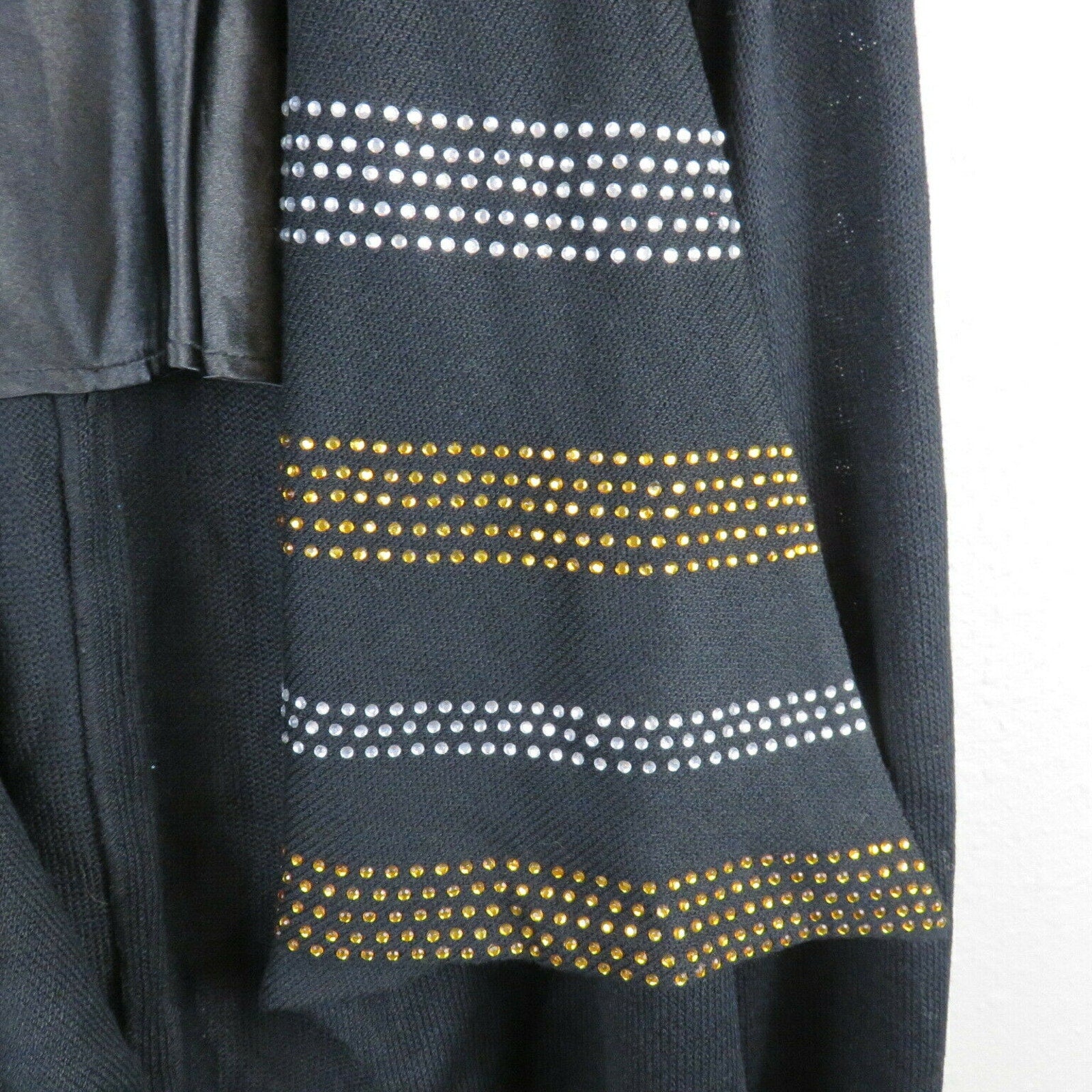 Donna Vinci Black Wool Blend Jeweled Drape Cardigan - Women's Size 22