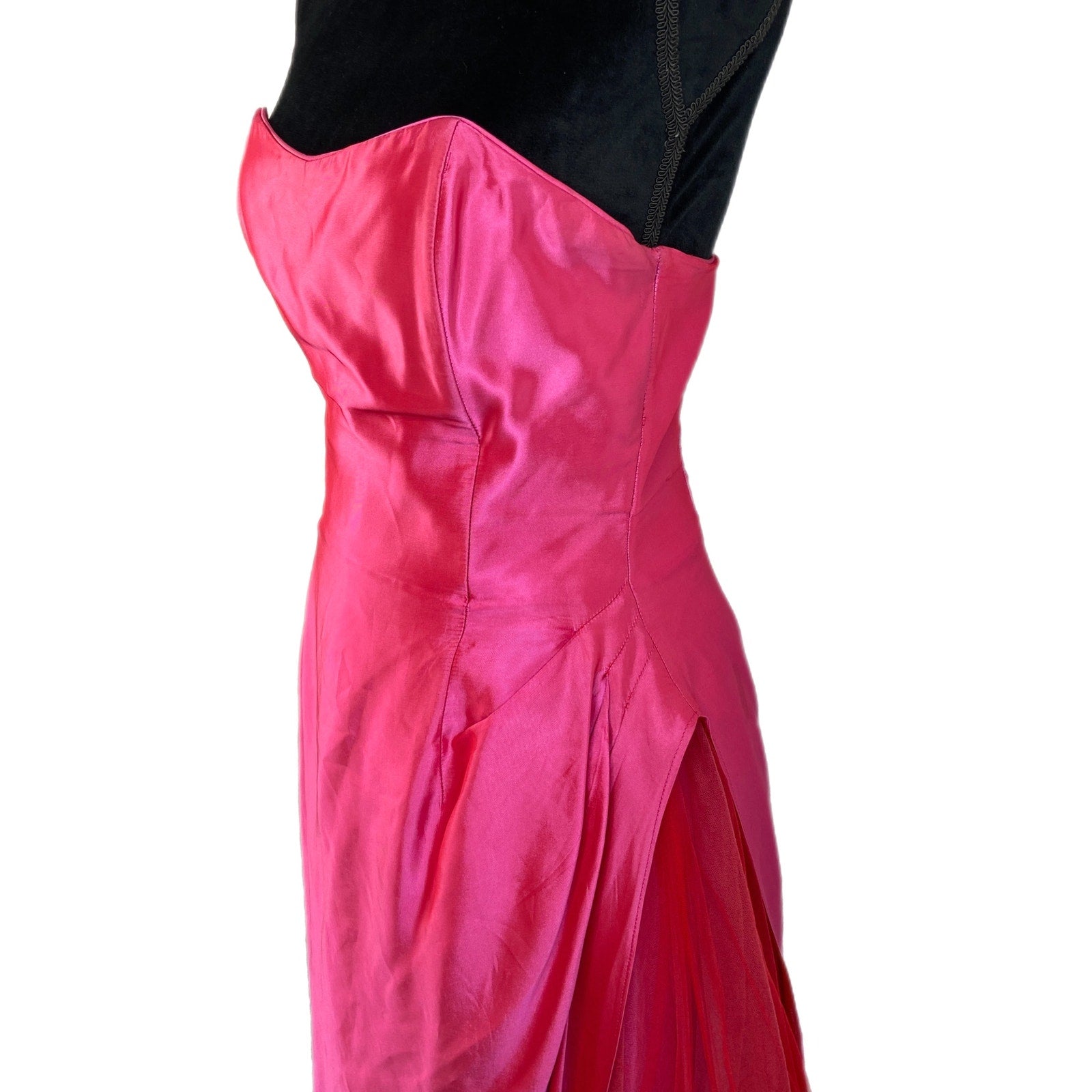 Vintage Jessica McClintock Gunne Sax Barbiecore Pink Satin Tulle Prom Dress - 7