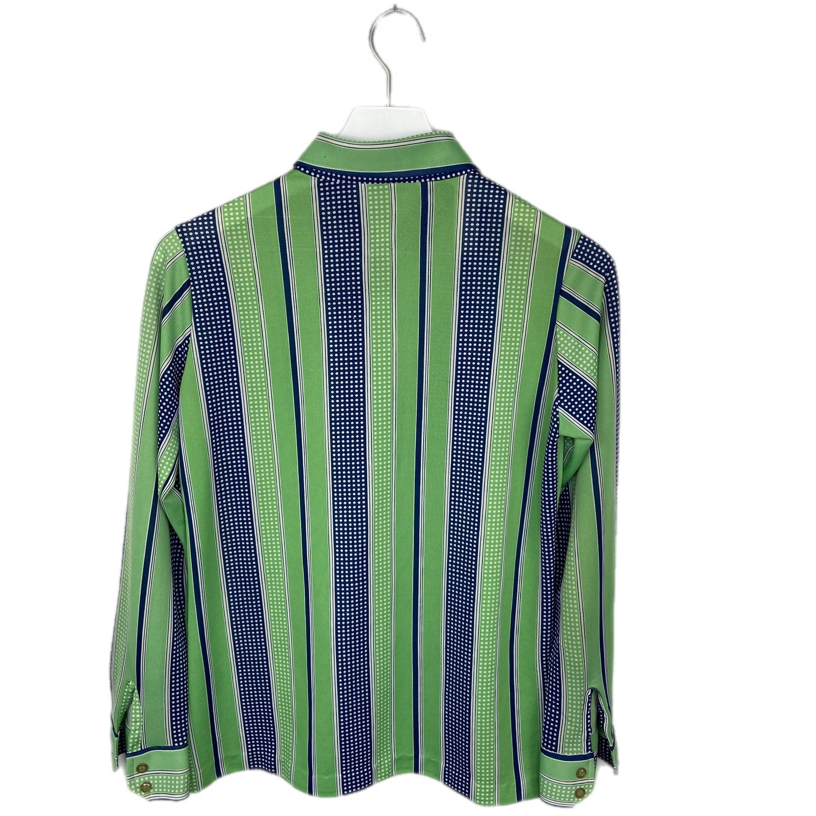 Vintage Wayne Taylor 70's Green Striped Button Up Shirt - Women's Size L