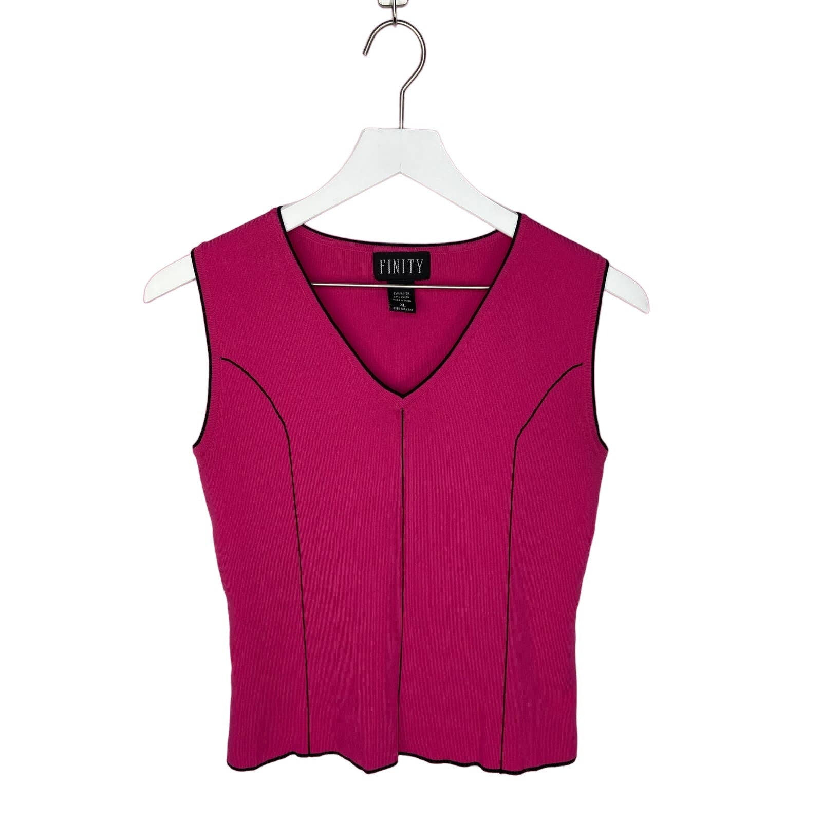 Pink Barbiecore Stretchy Sleeveless Knit Tank Top - Women's Size XL