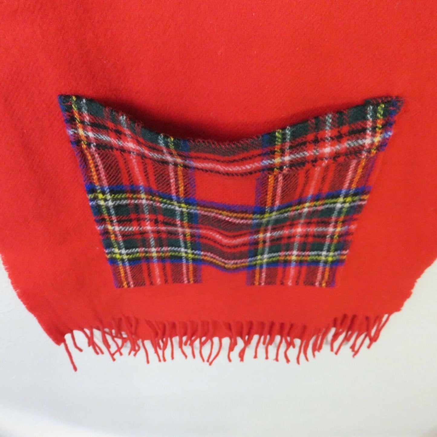 Vintage Red Orvis Scarf With Plaid Pockets