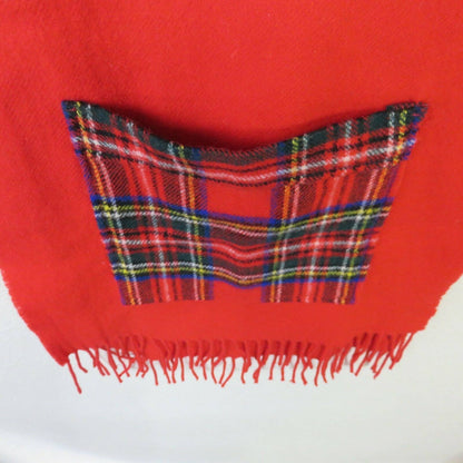 Vintage Red Orvis Scarf With Plaid Pockets