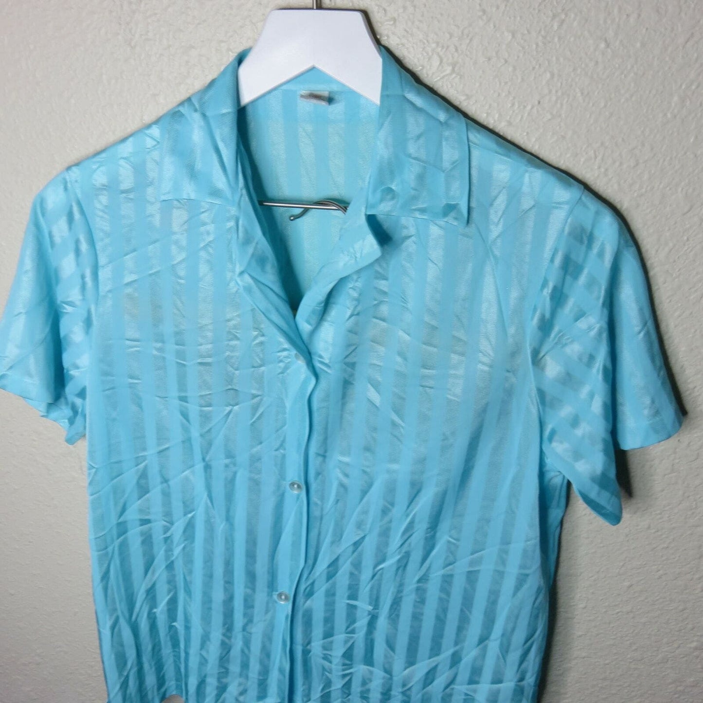 Vintage Sheer Blue Striped Pajamas - Women's S/M