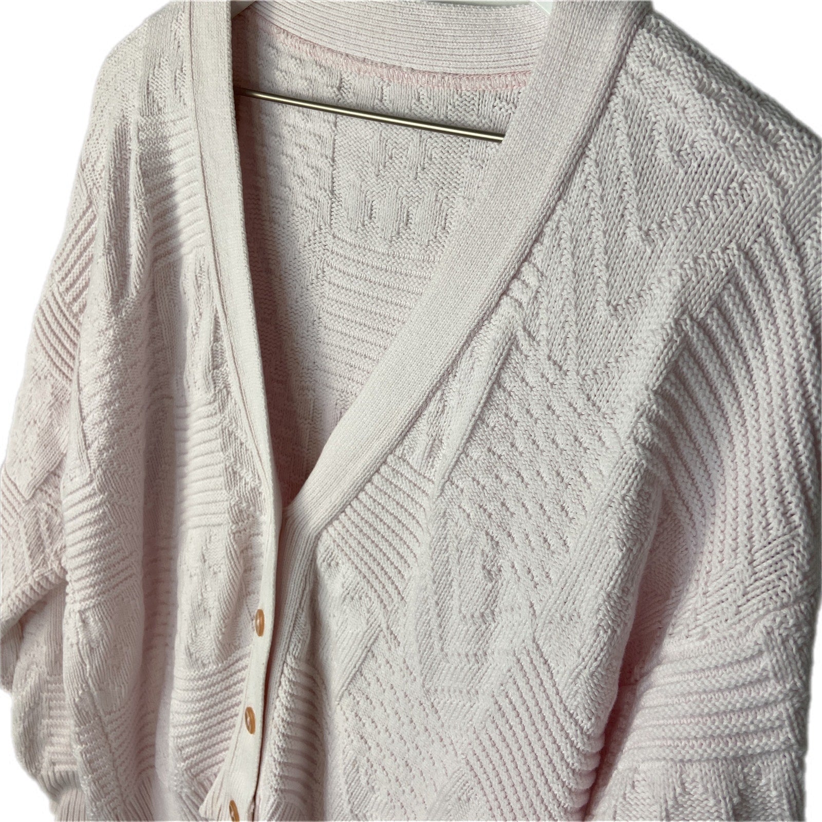 Vintage Pink Textured Pattern Crop Oversized Grandma Cardigan - Women's Size M