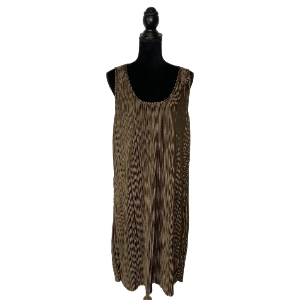 H&M 70's Vibes Gold Pleated Shift Dress - Women's Size M