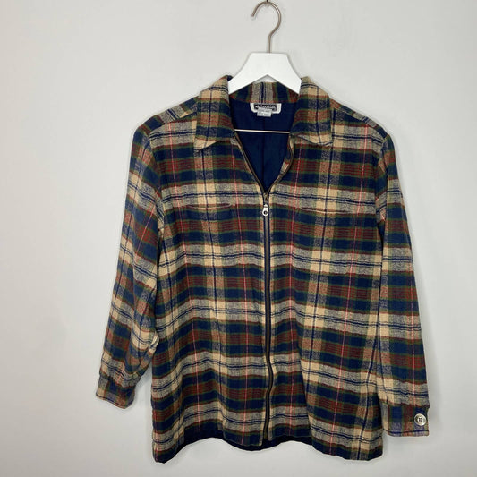 Y2K Plaid Flannel Zip Up Jacket - Women's Size L