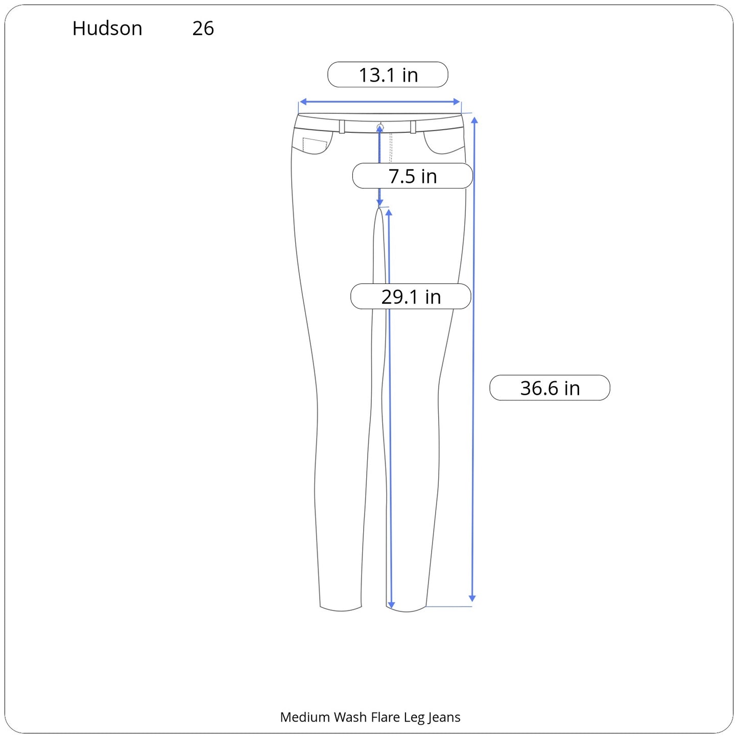 Hudson Medium Wash Flare Leg Jeans - Women's 26