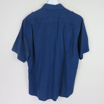Reyn Spooner Blue Tiki Embroidered Hawaiian Shirt - Men's L