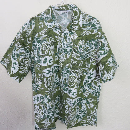 Vintage No Fear Floral Hawaiian Shirt Made in USA - Men's Medium