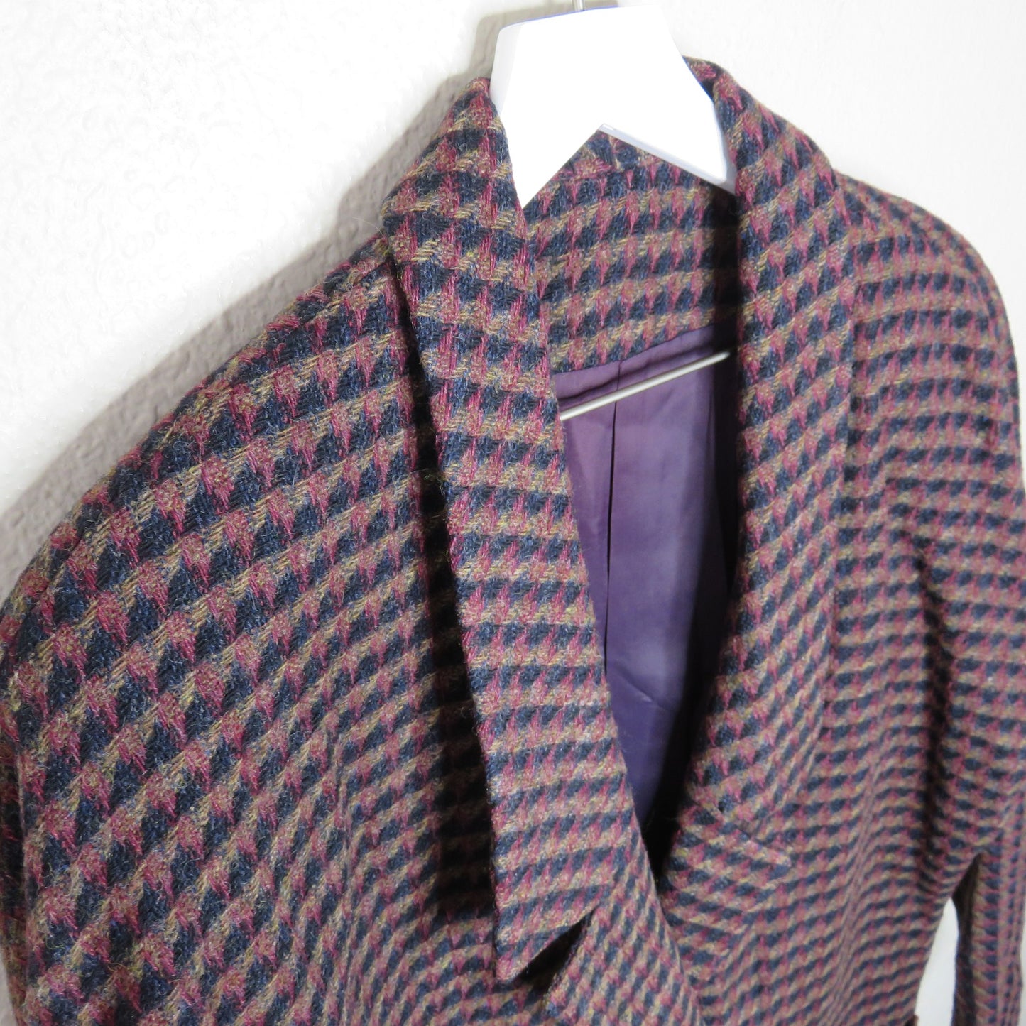 Vintage Oversized Geometric Print Tweed Blazer - Women's M