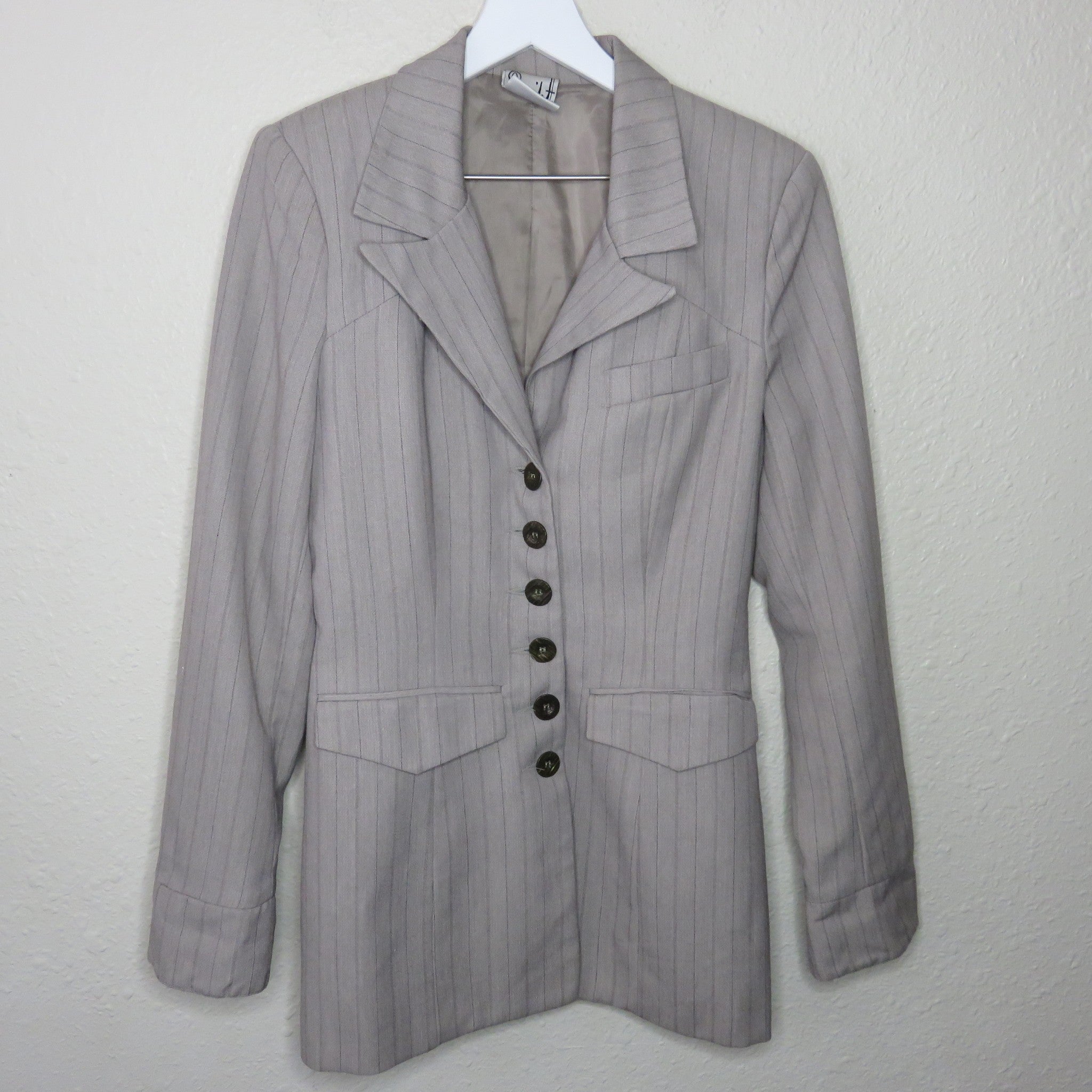 Vintage Pinstripe Long Blazer Jacket Made in USA - Women's Size 6