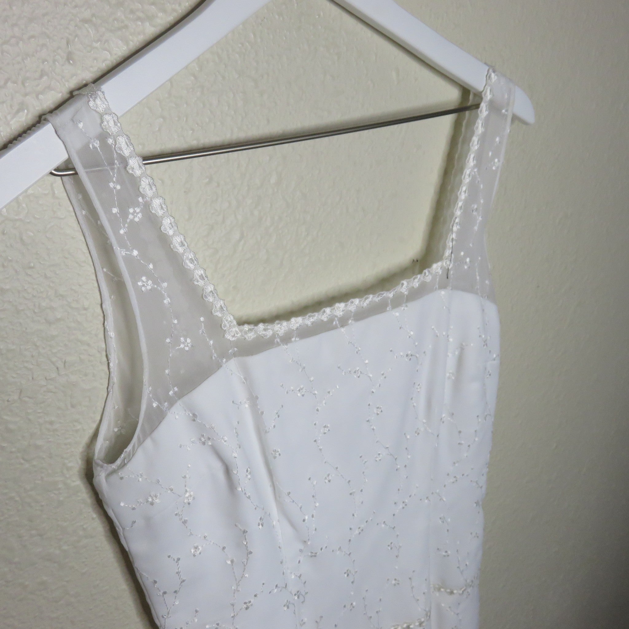 Y2K Embroidered Floral Lace Summer Beach Wedding Dress - Women's S/M