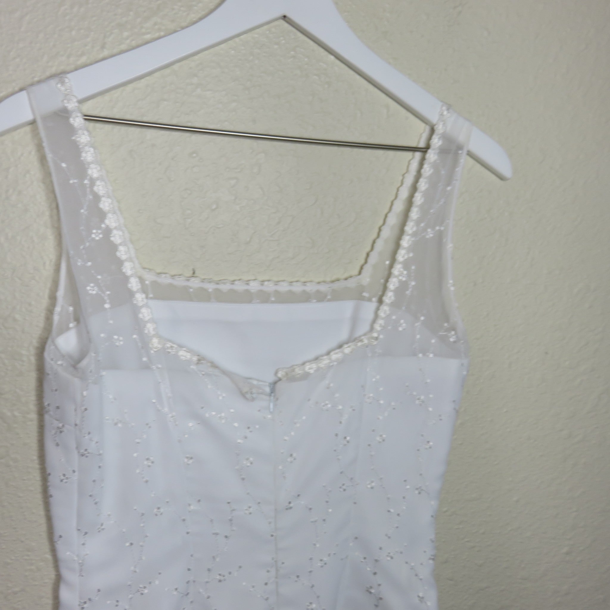 Y2K Embroidered Floral Lace Summer Beach Wedding Dress - Women's S/M