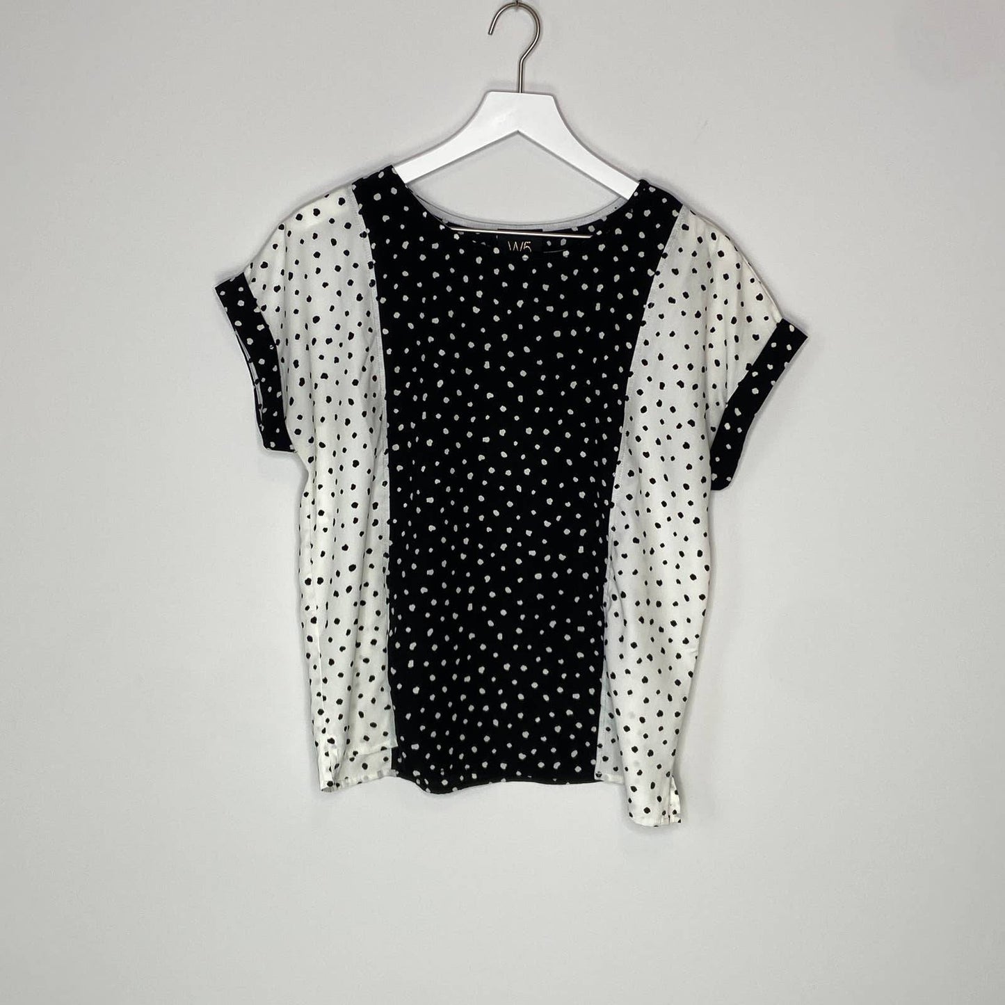 Oversized W5 Black White Messy Dots Pullover Top - Women's Size Small