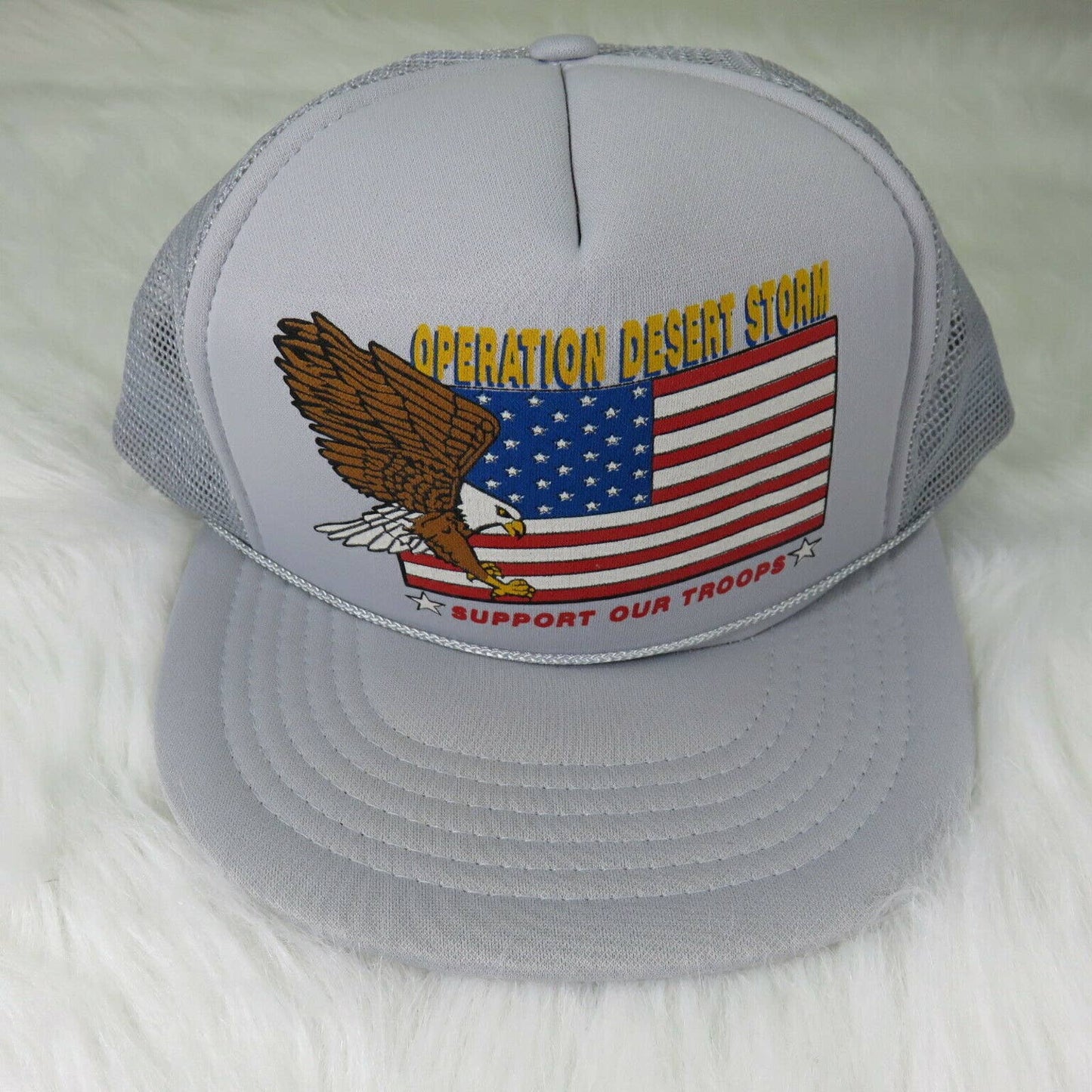 Vintage Operation Desert Storm Patriotic Flag Trucker Snapback - One Size