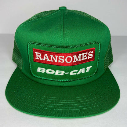 Vintage K Products Ransomes Bob-Cat Embroidered Patch Mesh Snapbuck Trucker Hat