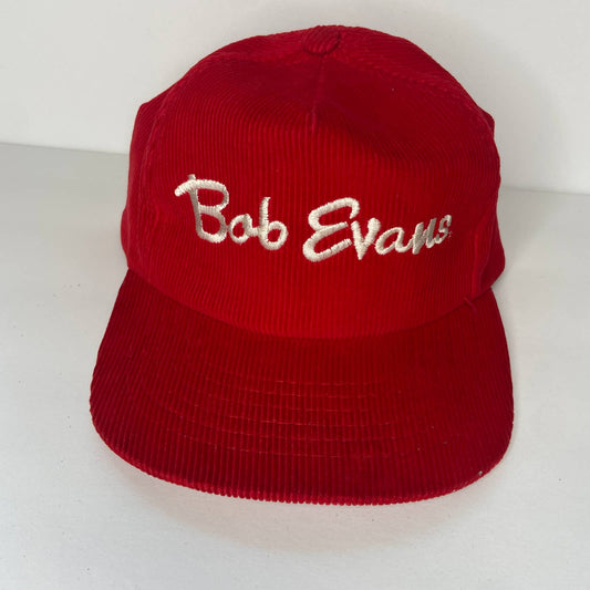 Vintage Bob Evans Red Corduroy Snapback Trucker Hat