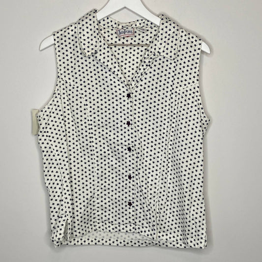 Vintage Star Pattern Sleeveless Button Up Shirt - Women's Size L
