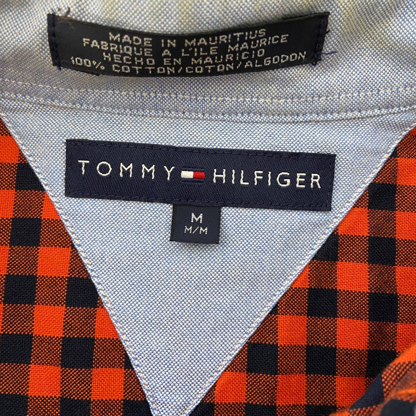 Vintage Tommy Hilfiger Orange Plaid Button Down Long Sleeve Shirt - Men's Size M