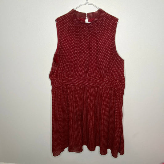 Azalea Reddish Brown Polka Dot Sleeveless Dress - Women's Plus Size 4X