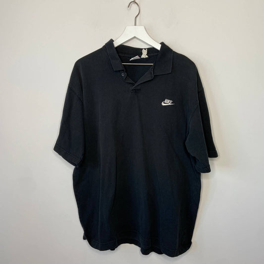 Vintage Nike Gray Tag Faded Black Short Sleeve Polo Shirt - Men's Size XL