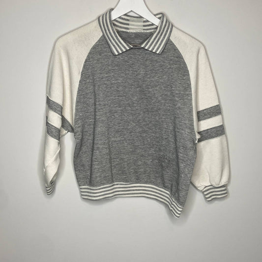 Vintage Oversized Collared Crop Sweatshirt - Women's Size S